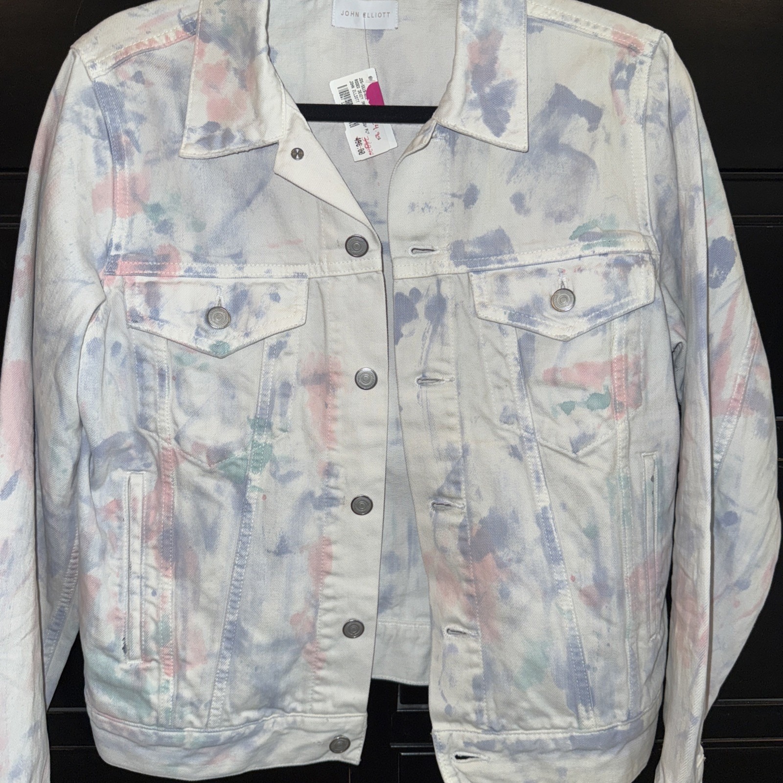 John Elliot Rodeo Denim Jacket Light Pastels Small Splatter Design Nwt Push Pop — image 2 of 8